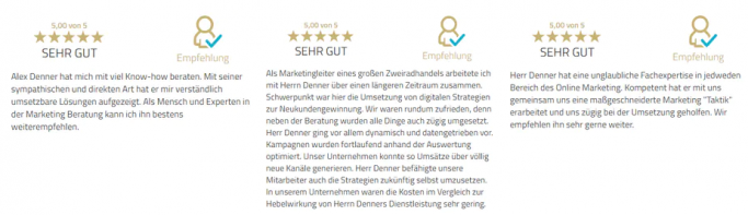 Bewertung Unternehmensberatung München Alex Denner